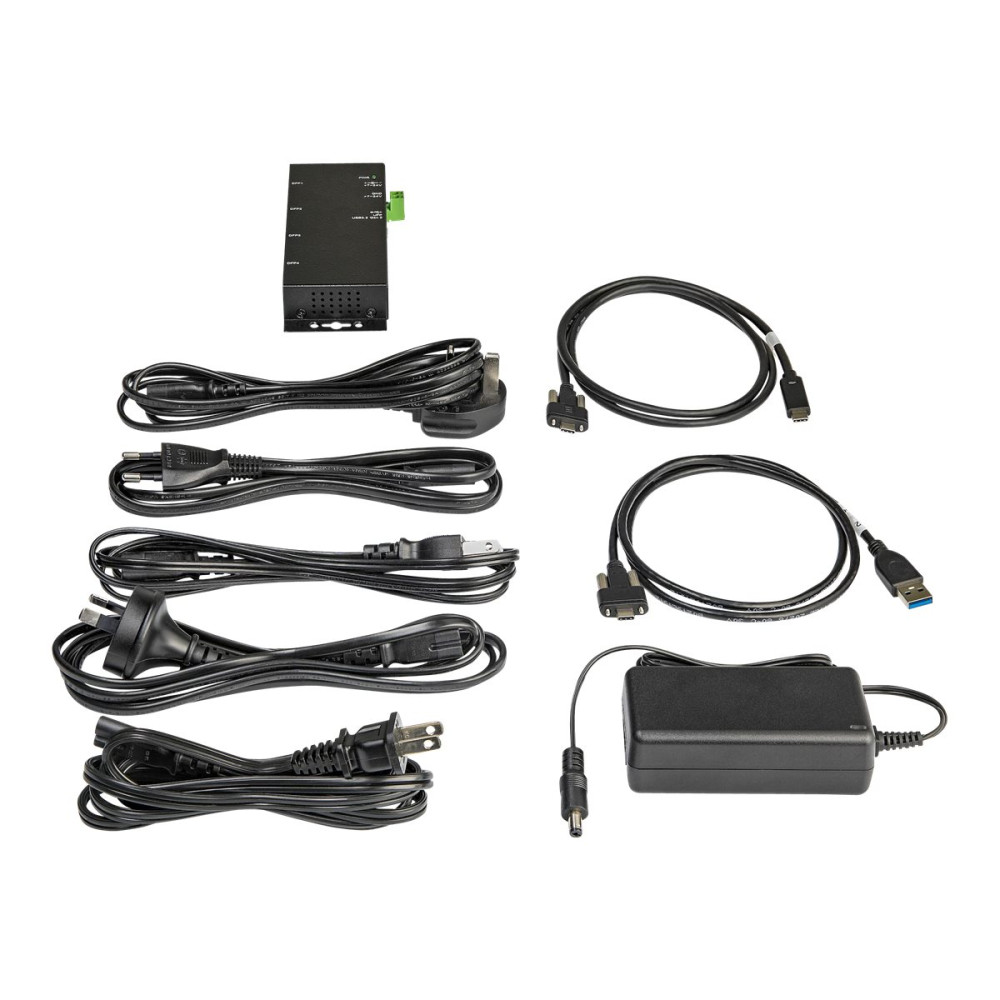 Produktbild för StarTech.com 4-port USB C-hubb 10 Gbps - Industriell USB-C-hubb i metall - 2x USB-C &amp;amp; 2x USB-A - ESD-överspänningsskydd - USB-C eller USB-A-värd - Självdriven monterbar USB 3.1 Gen 2 Type-C-hubb - hubb - 4 portar