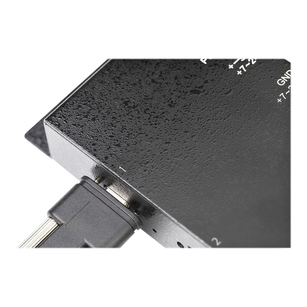 Produktbild för StarTech.com 4-port USB C-hubb 10 Gbps - Industriell USB-C-hubb i metall - 2x USB-C &amp;amp; 2x USB-A - ESD-överspänningsskydd - USB-C eller USB-A-värd - Självdriven monterbar USB 3.1 Gen 2 Type-C-hubb - hubb - 4 portar