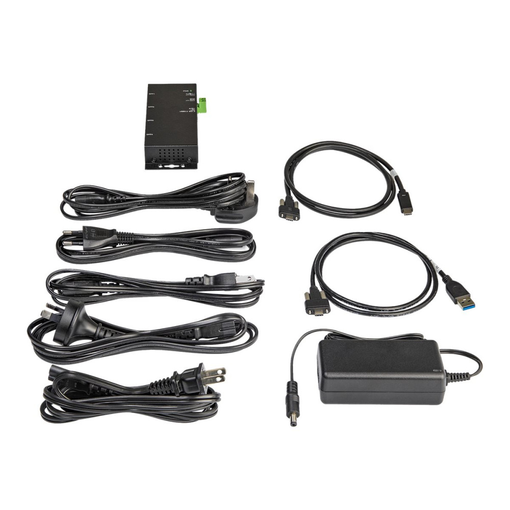 Produktbild för StarTech.com 4-port USB C-hubb 10 Gbps - Industriell USB-C-hubb i metall - 2x USB-C &amp;amp; 2x USB-A - ESD-överspänningsskydd - USB-C eller USB-A-värd - Självdriven monterbar USB 3.1 Gen 2 Type-C-hubb - hubb - 4 portar