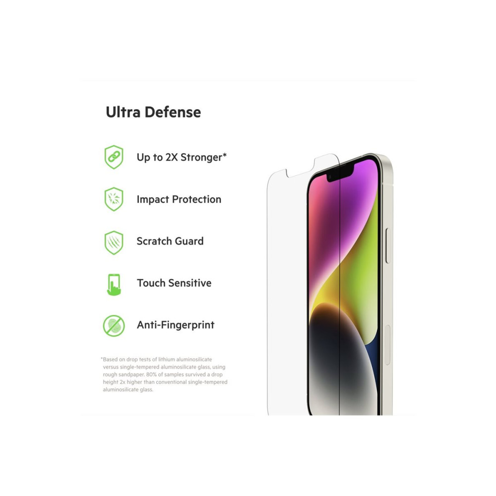 Produktbild för Belkin ScreenForce UltraGlass - skärmskydd för mobiltelefon - antimikrobiell