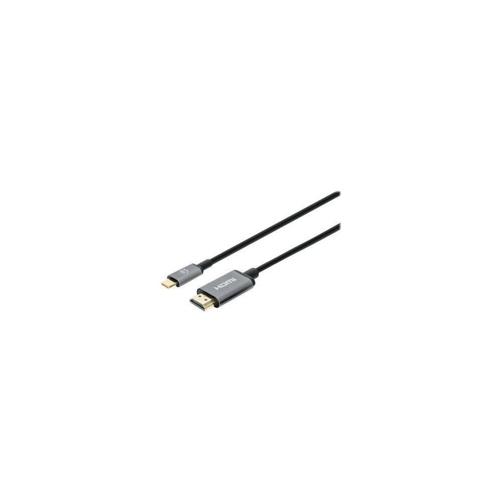Produktbild för Manhattan USB-C to HDMI Cable, 4K@60Hz, 1m, Black, Male to Male, Three Year Warranty, Polybag - adapterkabel - HDMI / USB - 1 m