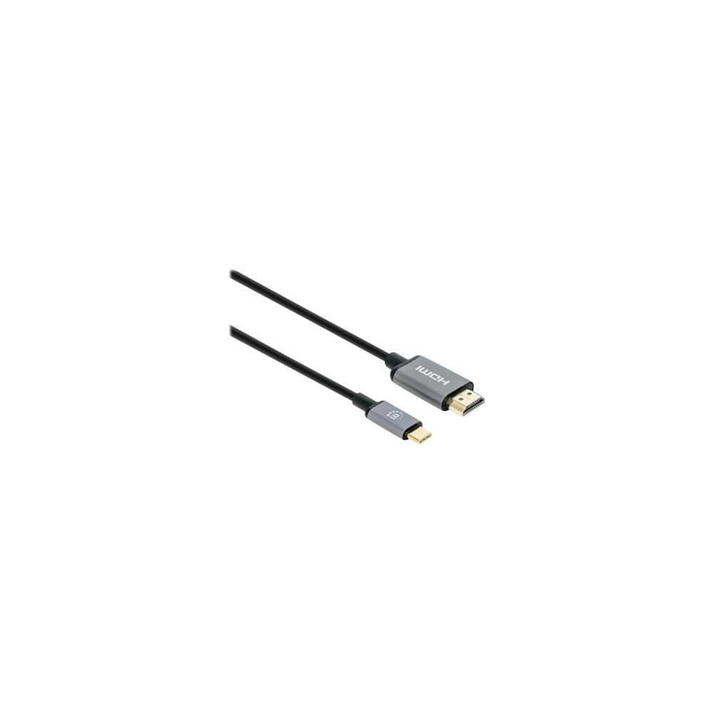Produktbild för Manhattan USB-C to HDMI Cable, 4K@60Hz, 1m, Black, Male to Male, Three Year Warranty, Polybag - adapterkabel - HDMI / USB - 1 m