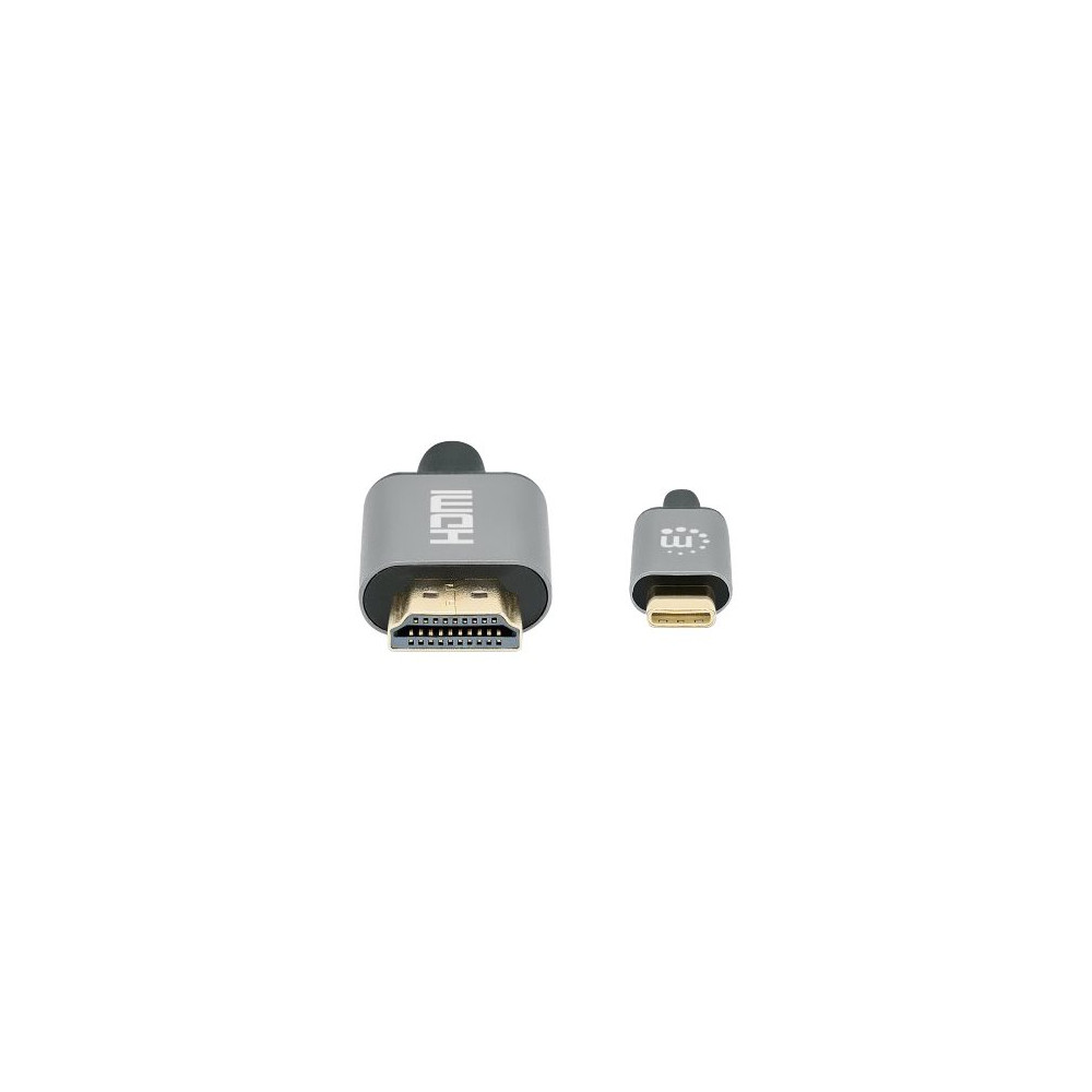 Produktbild för Manhattan USB-C to HDMI Cable, 4K@60Hz, 1m, Black, Male to Male, Three Year Warranty, Polybag - adapterkabel - HDMI / USB - 1 m