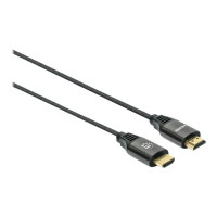 Produktbild för Manhattan HDMI Cable with Ethernet, 8K@60Hz (Ultra High Speed), 3m (Braided), Male to Male, Black, 4K@120Hz, Ultra HD 4k x 2k, Fully Shielded, Gold Plated Contacts, Lifetime Warranty, Polybag - HDMI-kabel med Ethernet - 3 m