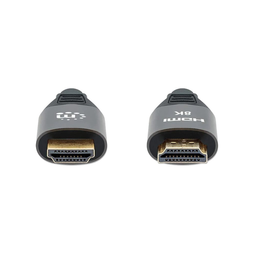 Produktbild för Manhattan HDMI Cable with Ethernet, 8K@60Hz (Ultra High Speed), 3m (Braided), Male to Male, Black, 4K@120Hz, Ultra HD 4k x 2k, Fully Shielded, Gold Plated Contacts, Lifetime Warranty, Polybag - HDMI-kabel med Ethernet - 3 m