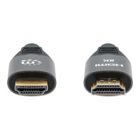 Produktbild för Manhattan HDMI Cable with Ethernet, 8K@60Hz (Ultra High Speed), 3m (Braided), Male to Male, Black, 4K@120Hz, Ultra HD 4k x 2k, Fully Shielded, Gold Plated Contacts, Lifetime Warranty, Polybag - HDMI-kabel med Ethernet - 3 m