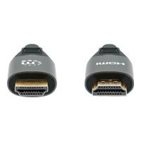 Produktbild för Manhattan HDMI Cable with Ethernet, 8K@60Hz (Ultra High Speed), 3m (Braided), Male to Male, Black, 4K@120Hz, Ultra HD 4k x 2k, Fully Shielded, Gold Plated Contacts, Lifetime Warranty, Polybag - HDMI-kabel med Ethernet - 3 m