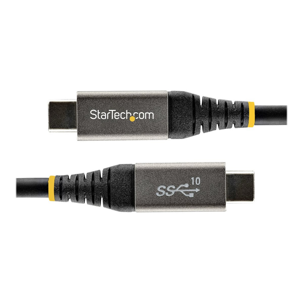 Produktbild för StarTech 1 m USB C-kabel 10 Gbit/s - USB-IF-certifierad USB-C-kabel - USB 3.1/3.2 Gen 2 Type-C kabel - 100 W (5A) Power Delivery-laddning, DP alt-läge - USB C till C-kabel - Laddning och synkronisering - USB typ C-kabel - USB-C till USB-C - 1 m