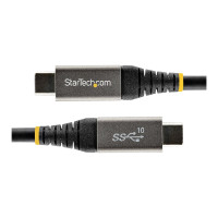 Produktbild för StarTech 1 m USB C-kabel 10 Gbit/s - USB-IF-certifierad USB-C-kabel - USB 3.1/3.2 Gen 2 Type-C kabel - 100 W (5A) Power Delivery-laddning, DP alt-läge - USB C till C-kabel - Laddning och synkronisering - USB typ C-kabel - USB-C till USB-C - 1 m