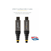 Produktbild för StarTech 1 m USB C-kabel 10 Gbit/s - USB-IF-certifierad USB-C-kabel - USB 3.1/3.2 Gen 2 Type-C kabel - 100 W (5A) Power Delivery-laddning, DP alt-läge - USB C till C-kabel - Laddning och synkronisering - USB typ C-kabel - USB-C till USB-C - 1 m