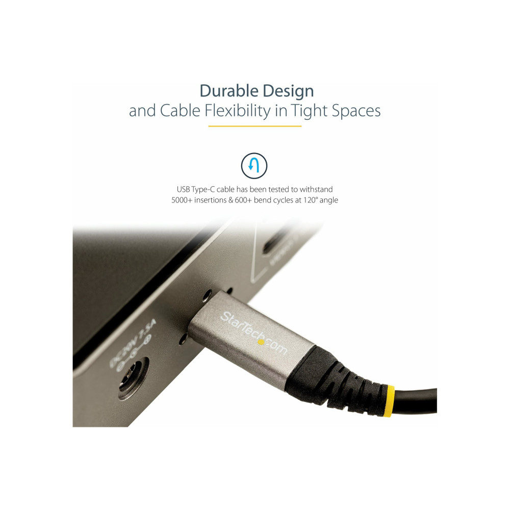 Produktbild för StarTech 1 m USB C-kabel 10 Gbit/s - USB-IF-certifierad USB-C-kabel - USB 3.1/3.2 Gen 2 Type-C kabel - 100 W (5A) Power Delivery-laddning, DP alt-läge - USB C till C-kabel - Laddning och synkronisering - USB typ C-kabel - USB-C till USB-C - 1 m