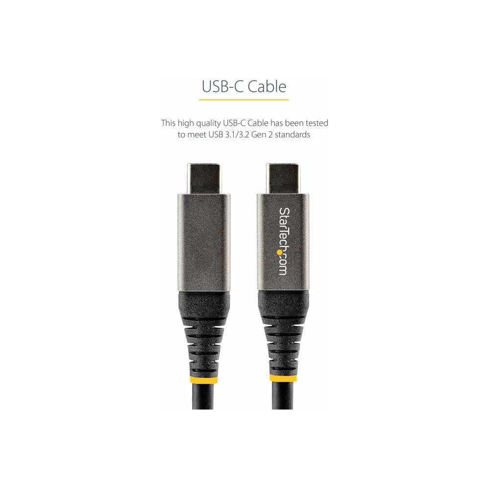Produktbild för StarTech 50 cm USB C-kabel 10 Gbit/s - USB 3.1/3.2 Gen 2 Type-C kabel - 100W (5A) Power Delivery-laddning, DP alt-läge - USB-C-kabel för USB-C bärbar dator/telefon/enhet - Ladda/synkronisera - USB typ C-kabel - USB-C till USB-C - 50 cm