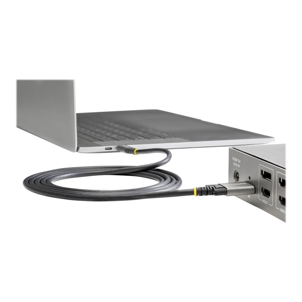 Produktbild för StarTech 1 m sidoskruvlåsande USB C-kabel 10 Gbps - USB-IF-certifierad USB-C-kabel - USB 3.1/3.2 Gen 2 Type-C kabel - 100 W (5 A) Power Delivery-laddning, DP alt-läge - Dubbel skruvlåsning - USB-C-kabel ladda/synkronisera - USB typ C-kabel - USB-C till US