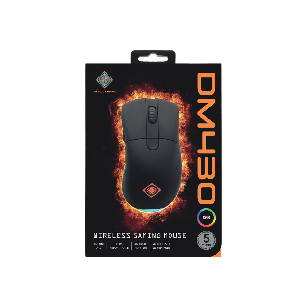 Produktbild för DELTACO GAMING GAM-107 - mus - USB, 2.4 GHz - svart