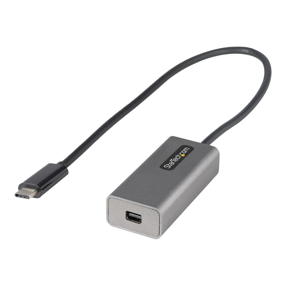 Produktbild för StarTech USB C to Mini DisplayPort Adapter, 4K 60Hz USB-C to mDP Adapter Dongle, USB Type-C to Mini DP Monitor/Display, Video Converter, Works w/ Thunderbolt 3, 12" Long Attached Cable - DP Alt Mode, mDP 1.2 (CDP2MDPEC) - videokort - USB-C till Mini Displ