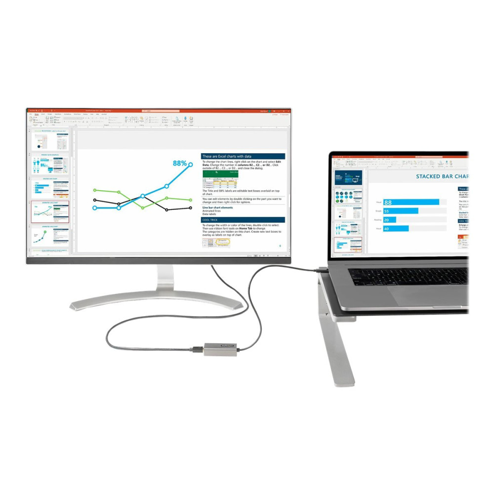 Produktbild för StarTech USB C to Mini DisplayPort Adapter, 4K 60Hz USB-C to mDP Adapter Dongle, USB Type-C to Mini DP Monitor/Display, Video Converter, Works w/ Thunderbolt 3, 12" Long Attached Cable - DP Alt Mode, mDP 1.2 (CDP2MDPEC) - videokort - USB-C till Mini Displ