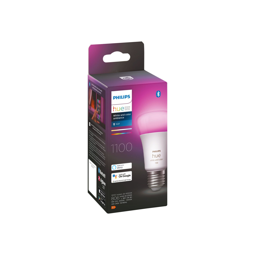 Produktbild för Philips Hue White and Color Ambiance - LED-glödlampa - form: A60 - E27 - 9 W - 16 miljoner färger - 2000-6500 K