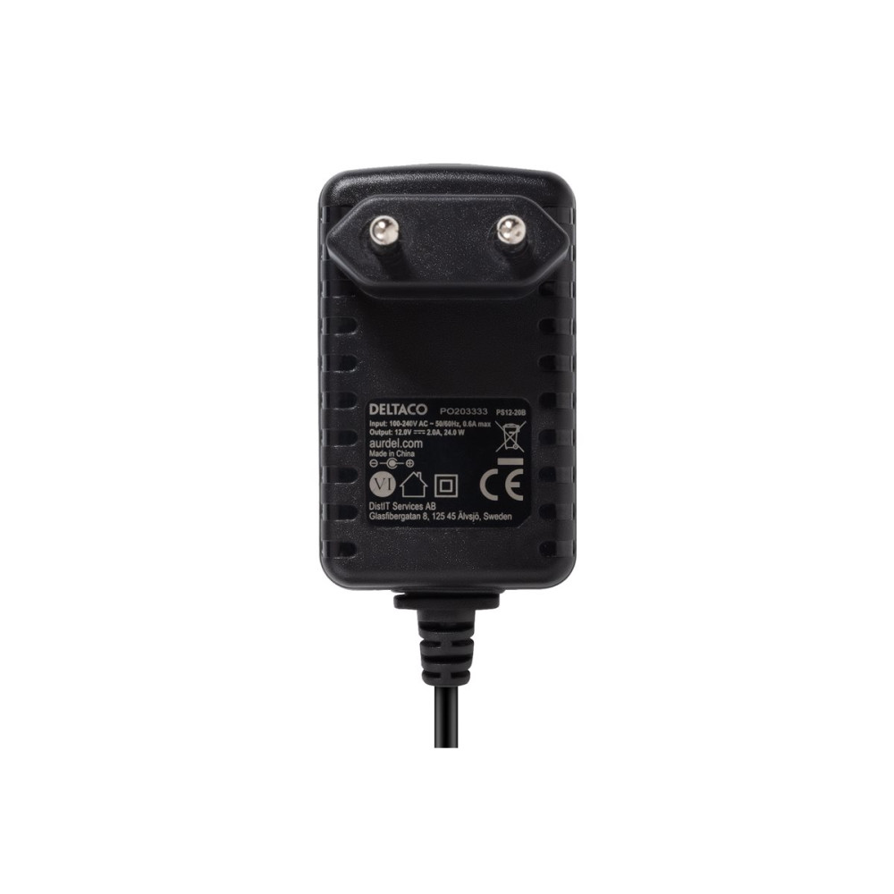 Produktbild för DELTACO - strömadapter - 12V DC, 2A - 24 Watt