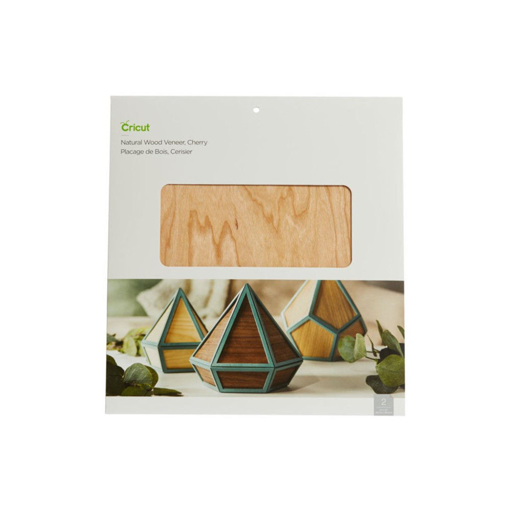 Produktbild för Cricut Natural Wood Veneer - hantverksmaterial - 305 x 305 mm - 2 ark - körsbär - trä