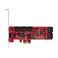 Produktbild för StarTech.com SATA PCIe-kort - PCIe SATA-expansionskort med 10 portar - 6 Gbps - Lågprofilfäste - 10 Mini-SAS till SATA-kablar - ASM1062 Non-Raid - PCI Express till SATA-omvandlare - kontrollerkort - SATA 6Gb/s - PCIe 2.0 x2