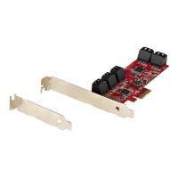 Produktbild för StarTech.com SATA PCIe-kort - PCIe SATA-expansionskort med 10 portar - 6 Gbps - Lågprofilfäste - 10 Mini-SAS till SATA-kablar - ASM1062 Non-Raid - PCI Express till SATA-omvandlare - kontrollerkort - SATA 6Gb/s - PCIe 2.0 x2
