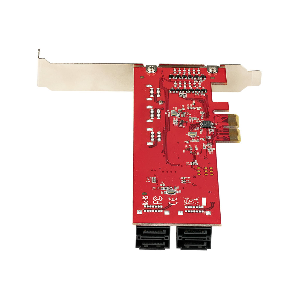Produktbild för StarTech.com SATA PCIe-kort - PCIe SATA-expansionskort med 10 portar - 6 Gbps - Lågprofilfäste - 10 Mini-SAS till SATA-kablar - ASM1062 Non-Raid - PCI Express till SATA-omvandlare - kontrollerkort - SATA 6Gb/s - PCIe 2.0 x2