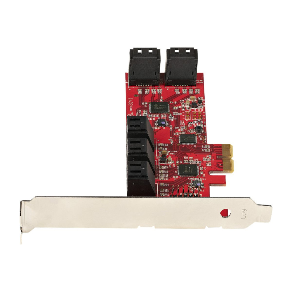 Produktbild för StarTech.com SATA PCIe-kort - PCIe SATA-expansionskort med 10 portar - 6 Gbps - Lågprofilfäste - 10 Mini-SAS till SATA-kablar - ASM1062 Non-Raid - PCI Express till SATA-omvandlare - kontrollerkort - SATA 6Gb/s - PCIe 2.0 x2