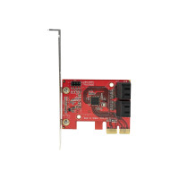 Produktbild för StarTech.com SATA PCIe-kort - PCIe SATA-expansionskort med 4 portar - 6 Gbps - Lågprofilfäste - Staplade SATA-kontakter - ASM1164 Non-Raid - PCI Express till SATA-omvandlare - kontrollerkort - SATA 6Gb/s - PCIe 3.0 x2
