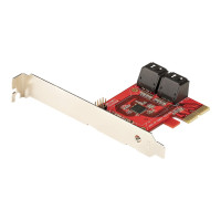 Produktbild för StarTech.com SATA PCIe-kort - PCIe SATA-expansionskort med 4 portar - 6 Gbps - Lågprofilfäste - Staplade SATA-kontakter - ASM1164 Non-Raid - PCI Express till SATA-omvandlare - kontrollerkort - SATA 6Gb/s - PCIe 3.0 x2