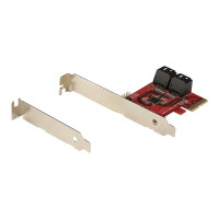 Produktbild för StarTech.com SATA PCIe-kort - PCIe SATA-expansionskort med 4 portar - 6 Gbps - Lågprofilfäste - Staplade SATA-kontakter - ASM1164 Non-Raid - PCI Express till SATA-omvandlare - kontrollerkort - SATA 6Gb/s - PCIe 3.0 x2