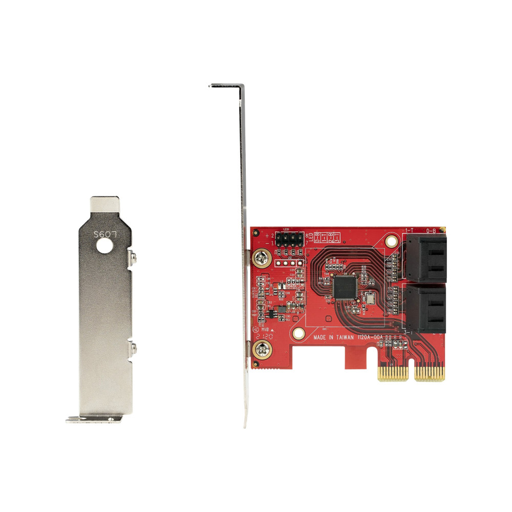Produktbild för StarTech.com SATA PCIe-kort - PCIe SATA-expansionskort med 4 portar - 6 Gbps - Lågprofilfäste - Staplade SATA-kontakter - ASM1164 Non-Raid - PCI Express till SATA-omvandlare - kontrollerkort - SATA 6Gb/s - PCIe 3.0 x2
