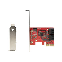 Produktbild för StarTech.com SATA PCIe-kort - PCIe SATA-expansionskort med 4 portar - 6 Gbps - Lågprofilfäste - Staplade SATA-kontakter - ASM1164 Non-Raid - PCI Express till SATA-omvandlare - kontrollerkort - SATA 6Gb/s - PCIe 3.0 x2