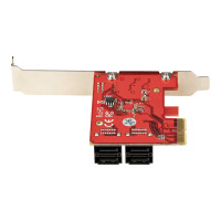 Produktbild för StarTech.com SATA PCIe-kort - PCIe SATA-expansionskort med 4 portar - 6 Gbps - Lågprofilfäste - Staplade SATA-kontakter - ASM1164 Non-Raid - PCI Express till SATA-omvandlare - kontrollerkort - SATA 6Gb/s - PCIe 3.0 x2