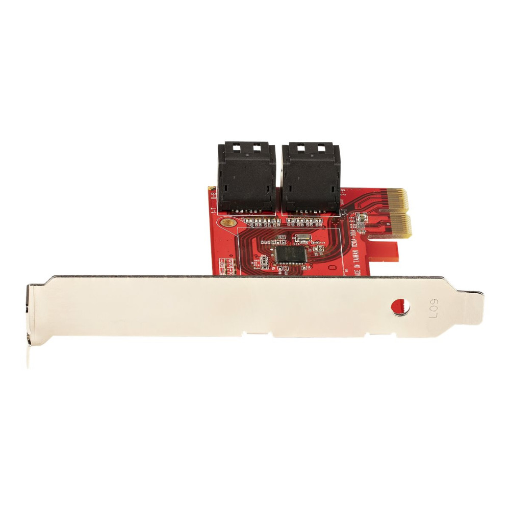 Produktbild för StarTech.com SATA PCIe-kort - PCIe SATA-expansionskort med 4 portar - 6 Gbps - Lågprofilfäste - Staplade SATA-kontakter - ASM1164 Non-Raid - PCI Express till SATA-omvandlare - kontrollerkort - SATA 6Gb/s - PCIe 3.0 x2