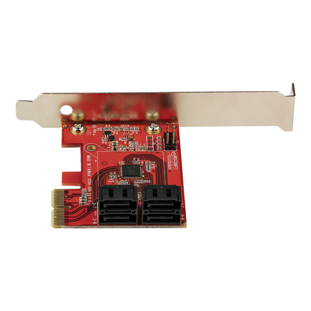 Produktbild för StarTech.com SATA PCIe-kort - PCIe SATA-expansionskort med 4 portar - 6 Gbps - Lågprofilfäste - Staplade SATA-kontakter - ASM1164 Non-Raid - PCI Express till SATA-omvandlare - kontrollerkort - SATA 6Gb/s - PCIe 3.0 x2