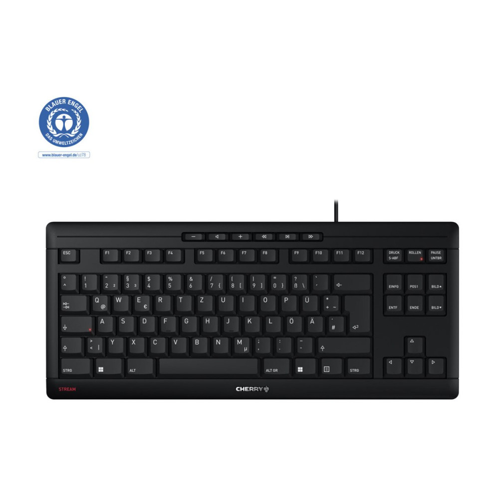 Produktbild för CHERRY STREAM KEYBOARD TKL - tangentbord - QWERTZ - tysk - svart Inmatningsenhet