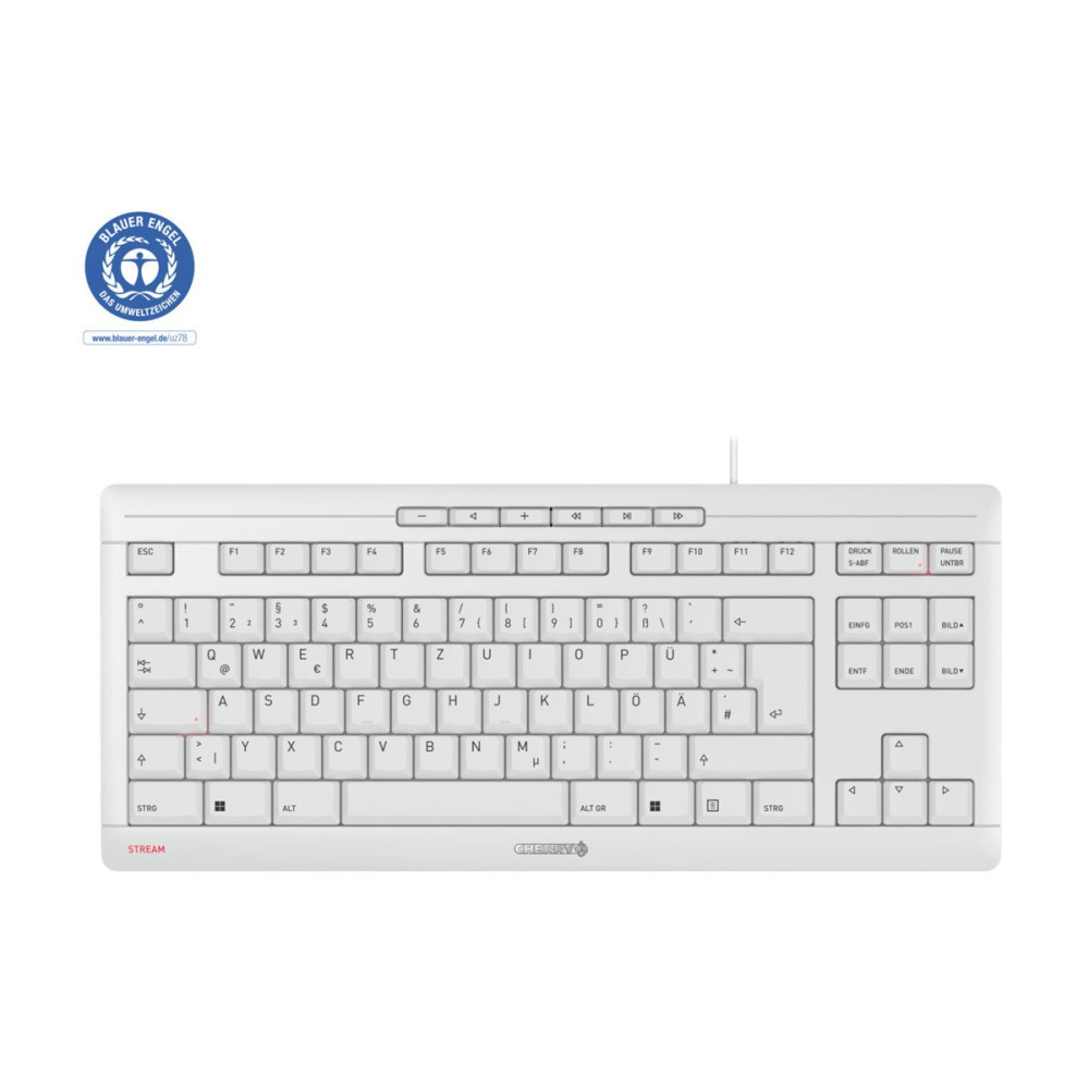 Produktbild för CHERRY STREAM KEYBOARD TKL - tangentbord - QWERTZ - tysk - grå, vit Inmatningsenhet