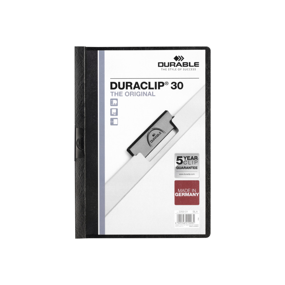 Produktbild för DURABLE DURACLIP 30 - klippfil - för A4 - kapacitet: 30 ark - svart med genomskinligt fronthölje