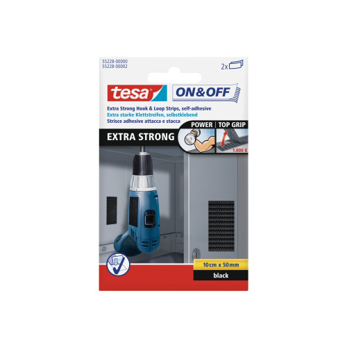 Beiersdorf Tesa On & Off - monteringsbindemedel - 5 x 10 cm - svart (paket om 2)