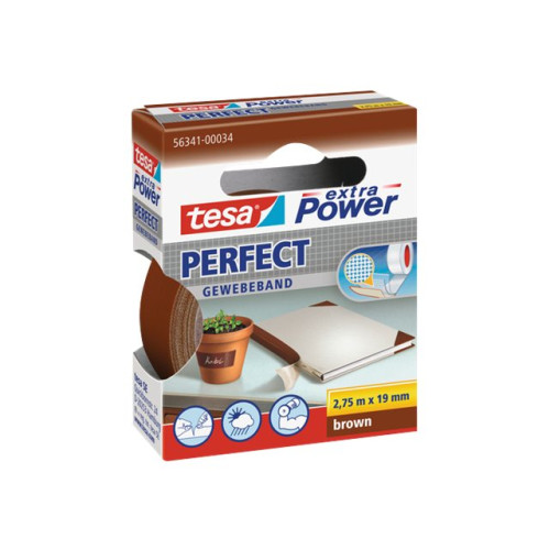 Beiersdorf Tesa extra Power Perfect tygtejp - 19 mm x 2.75 m - brun