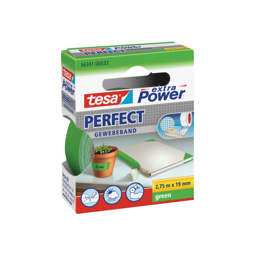 Beiersdorf Tesa extra Power Perfect tygtejp - 19 mm x 2.75 m - grön