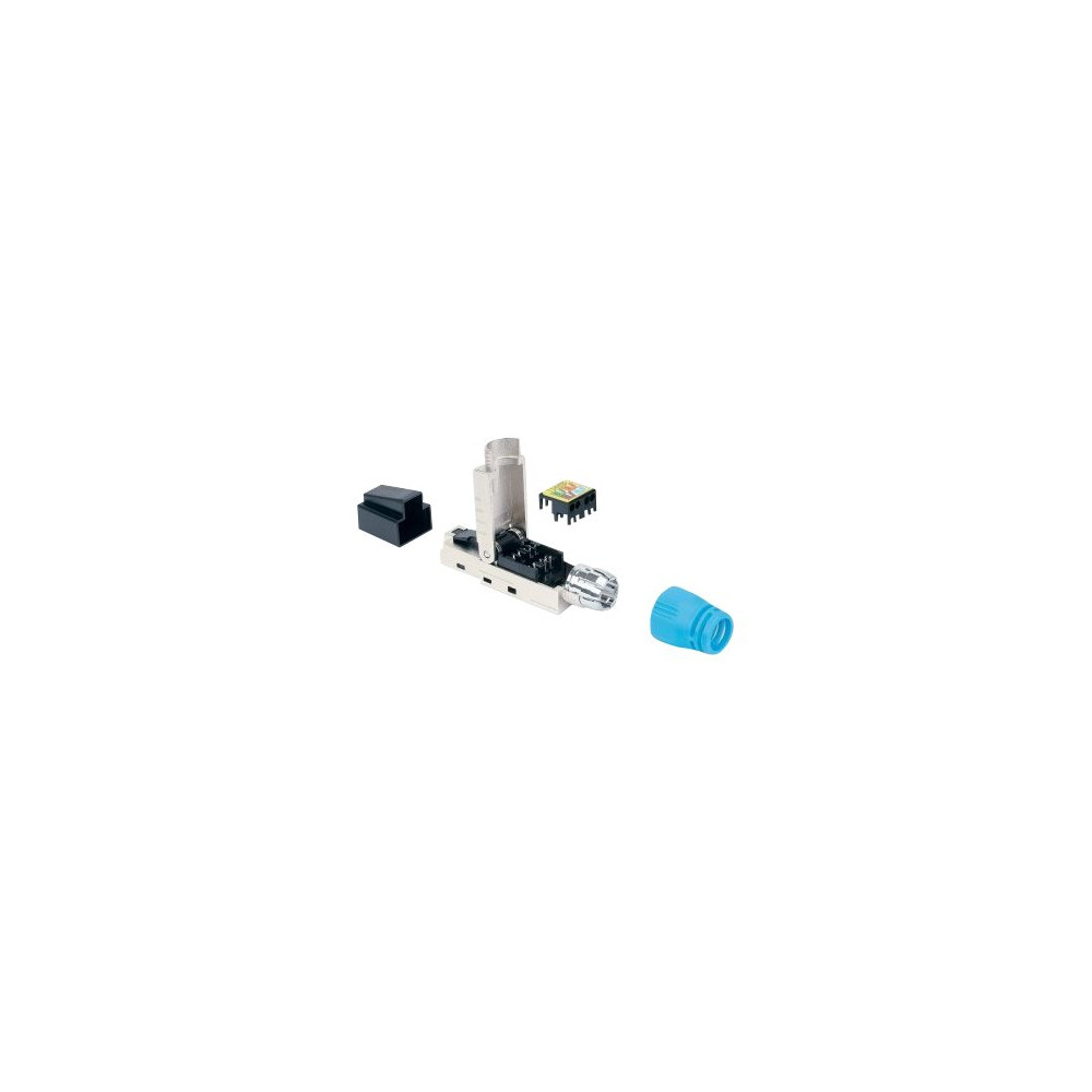 Produktbild för Intellinet Cat8.1 40G Shielded Toolless RJ45 Modular Field Termination Plug, For Easy and Quick High-quality Cable Assembly, Ideal for Data Centers, STP, for Solid & Stranded Wire, Gold-plated Contacts, Metal Housing - nätverkskontakt