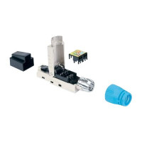 Produktbild för Intellinet Cat8.1 40G Shielded Toolless RJ45 Modular Field Termination Plug, For Easy and Quick High-quality Cable Assembly, Ideal for Data Centers, STP, for Solid & Stranded Wire, Gold-plated Contacts, Metal Housing - nätverkskontakt