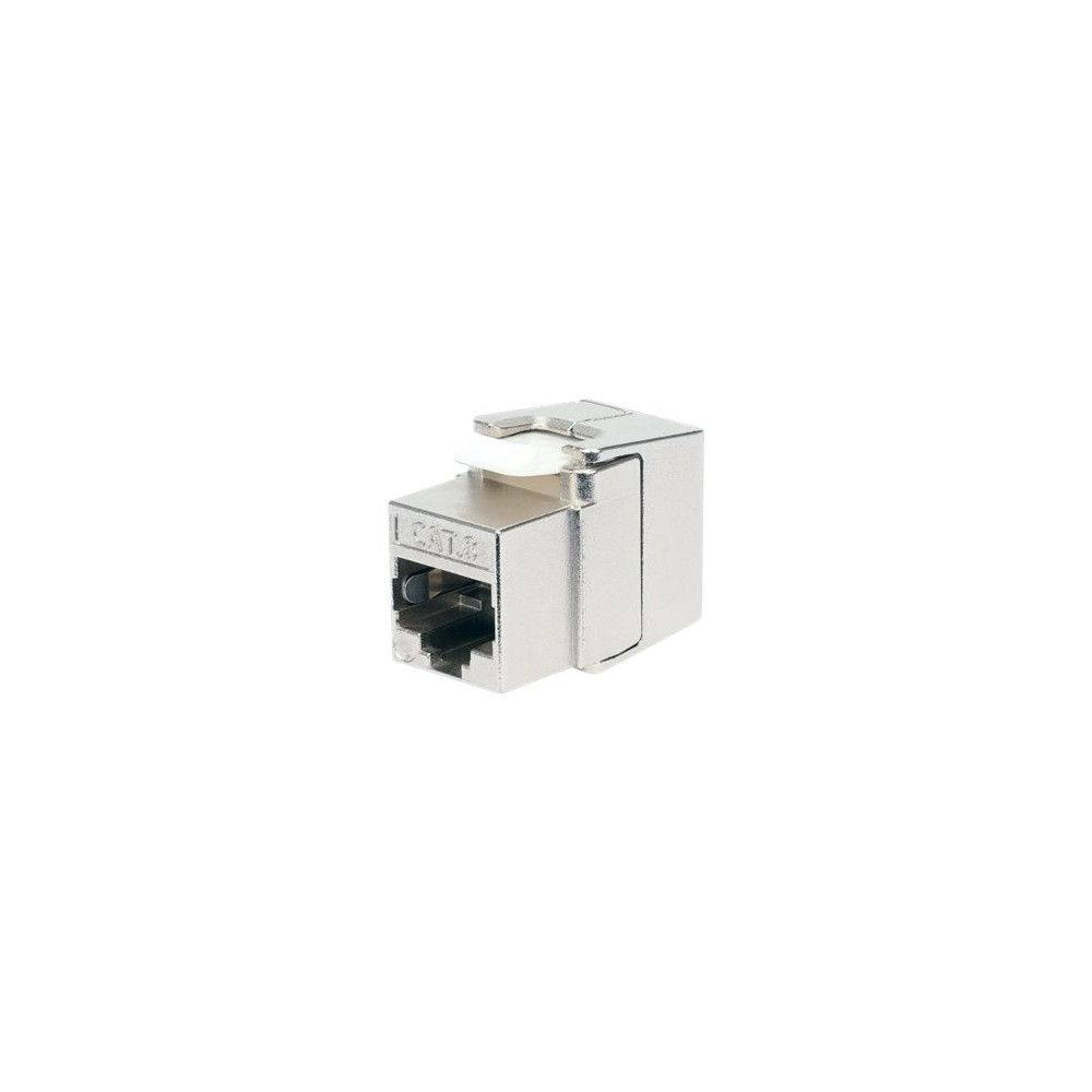 Produktbild för Intellinet Cat8.1 40G Shielded Toolless Keystone Jack, For Easy and Quick Snap-in Deployment, Ideal for Data Centers, STP, for Solid & Stranded Wire, Gold-plated Contacts, Metal Housing - nätverkskontakt
