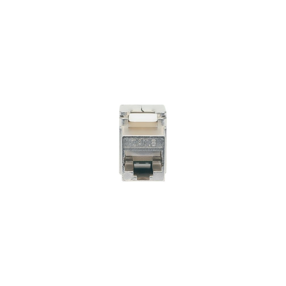 Produktbild för Intellinet Cat8.1 40G Shielded Toolless Keystone Jack, For Easy and Quick Snap-in Deployment, Ideal for Data Centers, STP, for Solid & Stranded Wire, Gold-plated Contacts, Metal Housing - nätverkskontakt