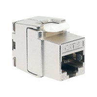 Produktbild för Intellinet Cat8.1 40G Shielded Toolless Keystone Jack, For Easy and Quick Snap-in Deployment, Ideal for Data Centers, STP, for Solid & Stranded Wire, Gold-plated Contacts, Metal Housing - nätverkskontakt