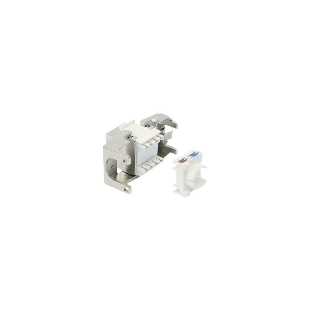 Produktbild för Intellinet Cat8.1 40G Shielded Toolless Keystone Jack, For Easy and Quick Snap-in Deployment, Ideal for Data Centers, STP, for Solid & Stranded Wire, Gold-plated Contacts, Metal Housing - nätverkskontakt