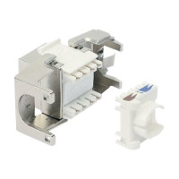 Produktbild för Intellinet Cat8.1 40G Shielded Toolless Keystone Jack, For Easy and Quick Snap-in Deployment, Ideal for Data Centers, STP, for Solid & Stranded Wire, Gold-plated Contacts, Metal Housing - nätverkskontakt