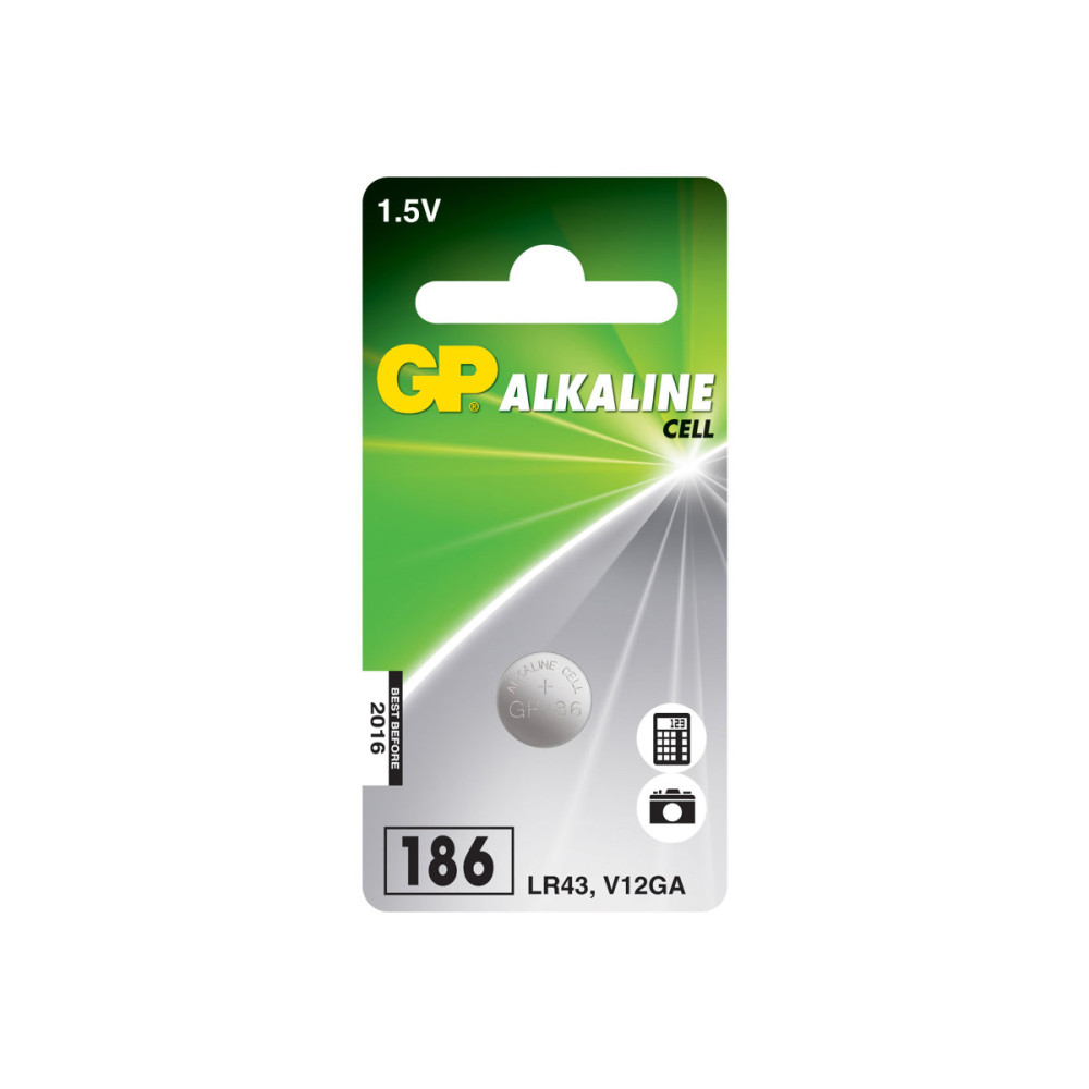 Produktbild för GP 186 batteri x LR43 - alkaliskt
