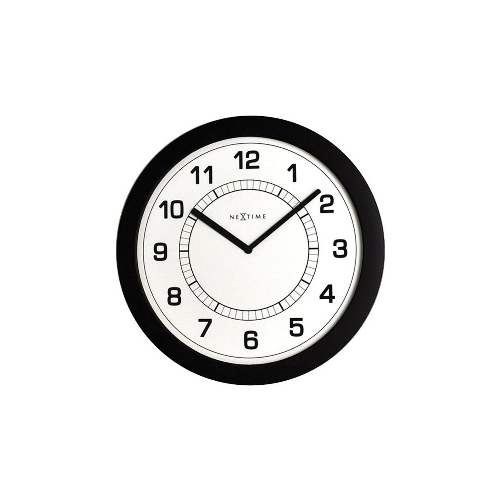 Produktbild för Nextime Super Slim - klocka - kvarts - väggmonterbar - 28 cm - vit - ram: svart